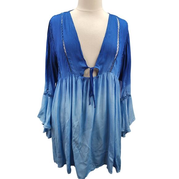 NWT Swimsuits for All Coverup Size 14/16 LARGE Tunic Dress Blue Ombre Beach Pool - Picture 2 of 16